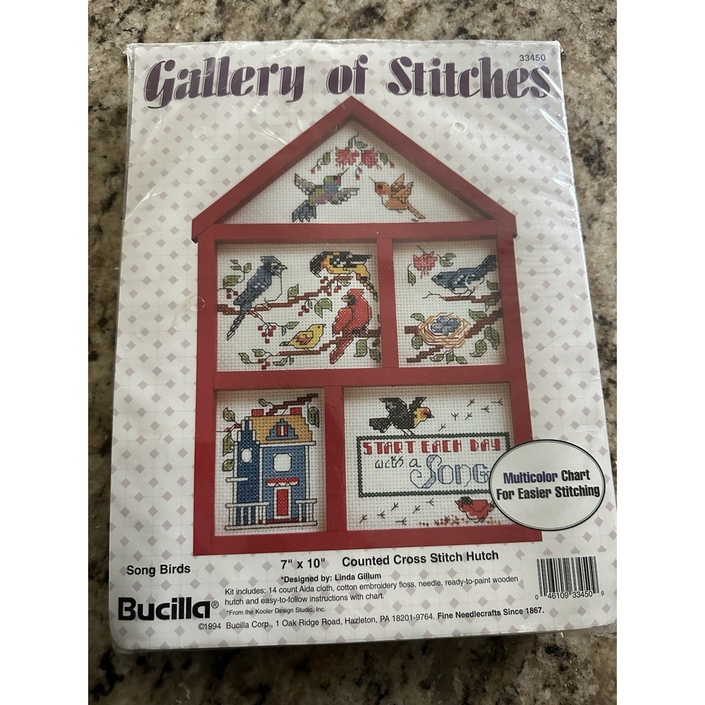 Bucilla Gallery of Stitches Counted cross stitch 7x10 song birds #33450